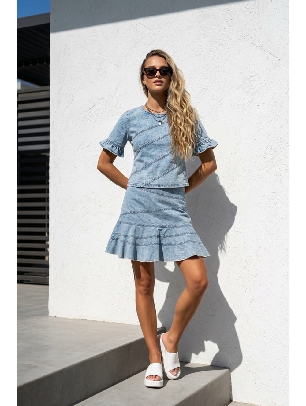 Urban Outfitters Vintage A-Line Denim Skirt – Tiered Cotton Mini (XS)